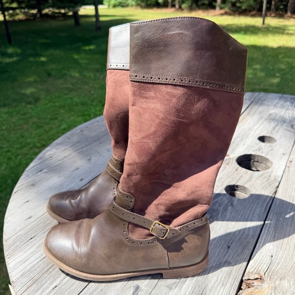 Childrens Place Girls Knee High Riding Boots Faux Leather Brown Size 5